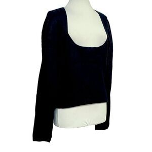 Free People Saffron Black Open Back Sweater Sz L Ribbed Knit Long Sleeves NEW